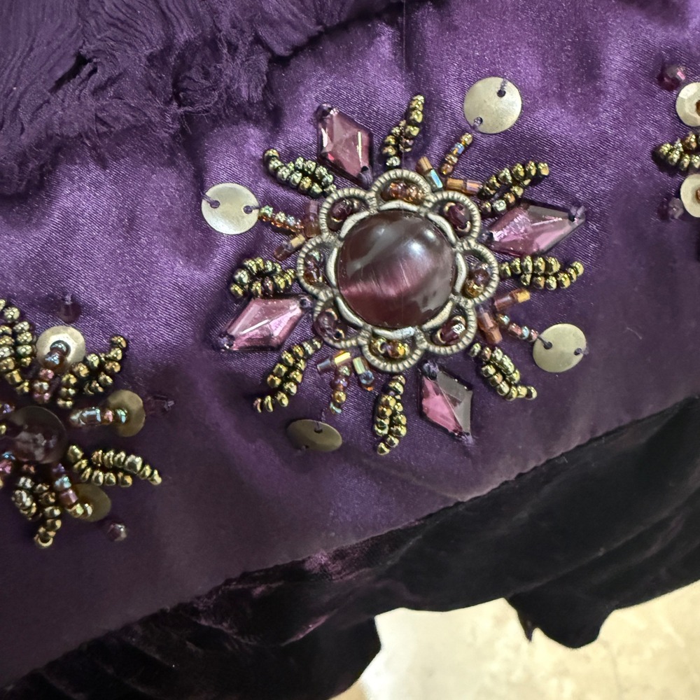 Sue Wong Nocturne Purple Velvet Silk Halter Mini Dress Beaded Y2K Whimsigoth 4 - Picture 11 of 13